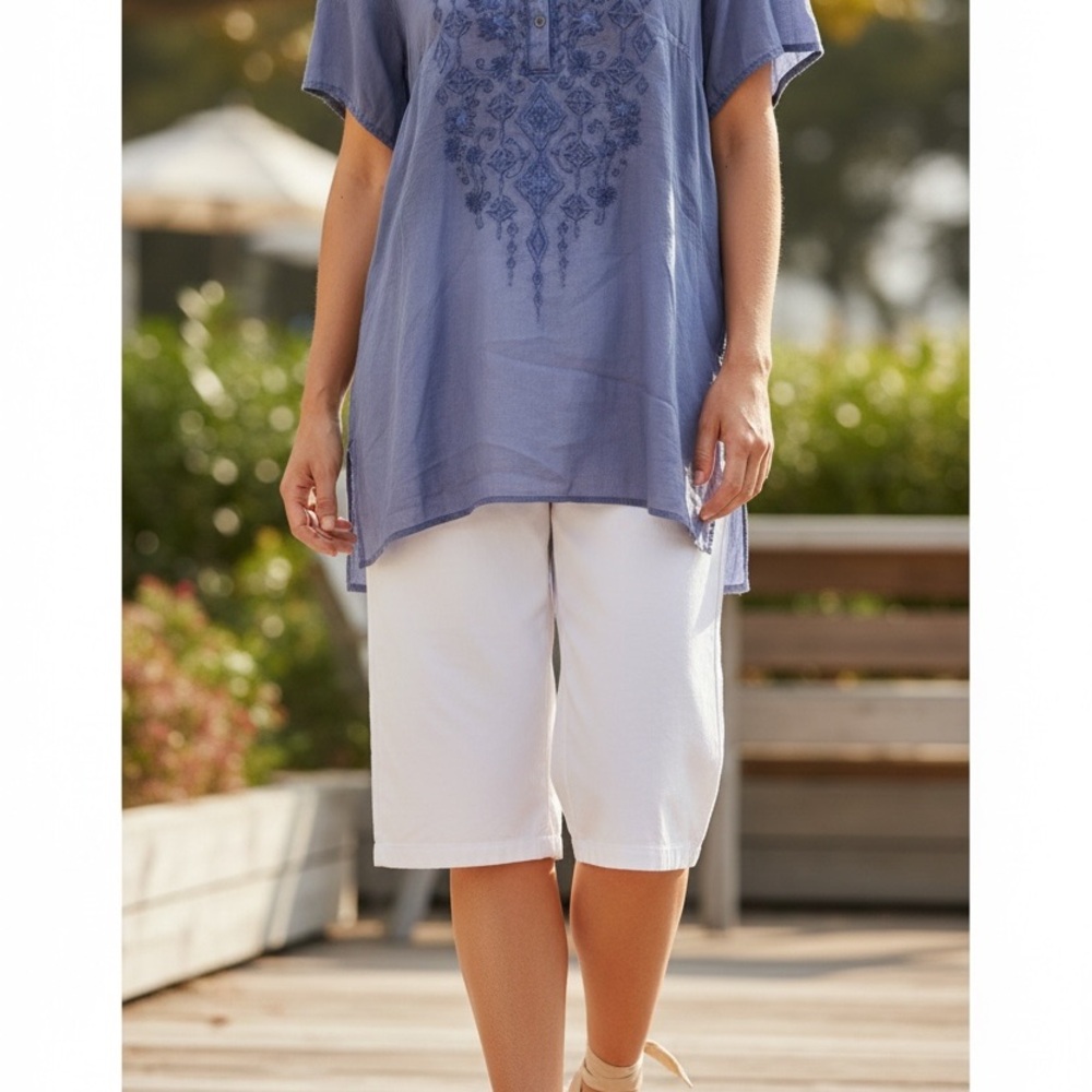 Coldwater Creek Purple Embroidered Blouse